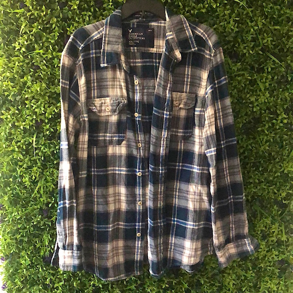 American Eagle Flannel, Blue/White, XXL